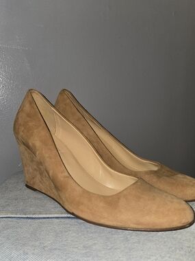 J. Crew Tan Suede Wedge Pumps